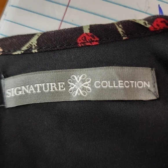 Signature Collection Women’s Chiffon Cold Shoulder Floral Dress Size Large - Picture 5 of 9